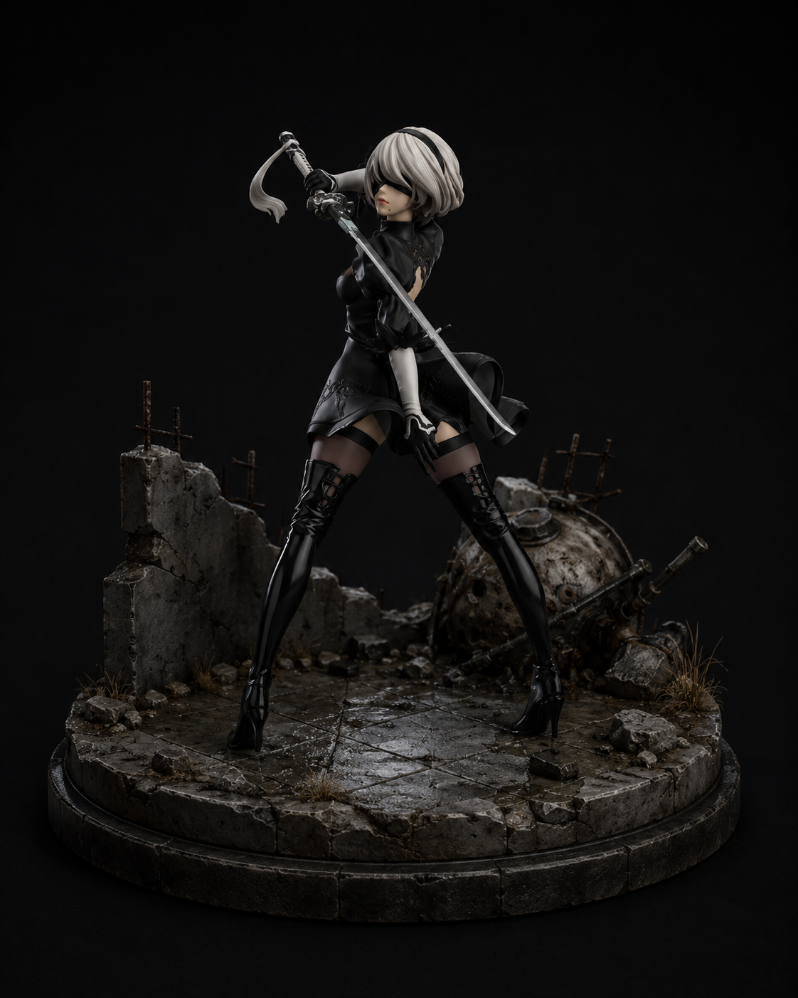 2B 3D Statue | Hand Painted Nier Automata Collectible | YoRHa No.2 Type B Figure | Sci-Fi Android Display | Gaming Collectible