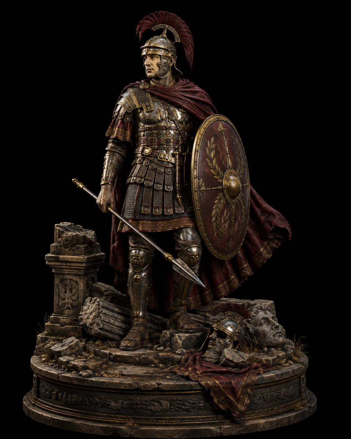 Flavius Aetius 3D Statue | Last Roman General Collectible | Roman Empire Warrior Figure | Defender of Rome Sculpture | Historical Military Leader Decor