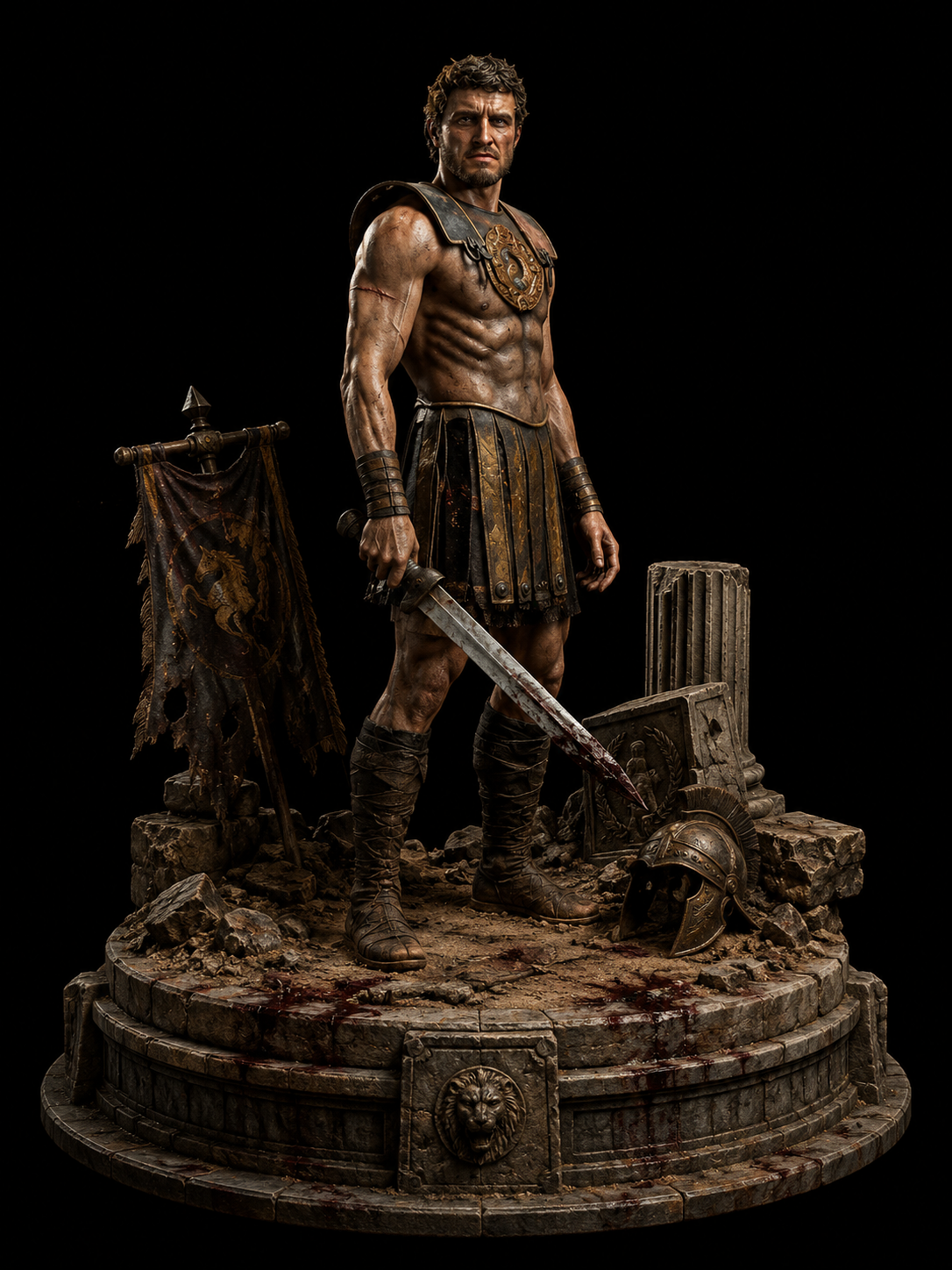 Verus 3D Gladiator Statue | Legendary Roman Arena Champion Collectible | Ancient Rome Warrior Figure | Historical Gladiator Sculpture | Colosseum Decor