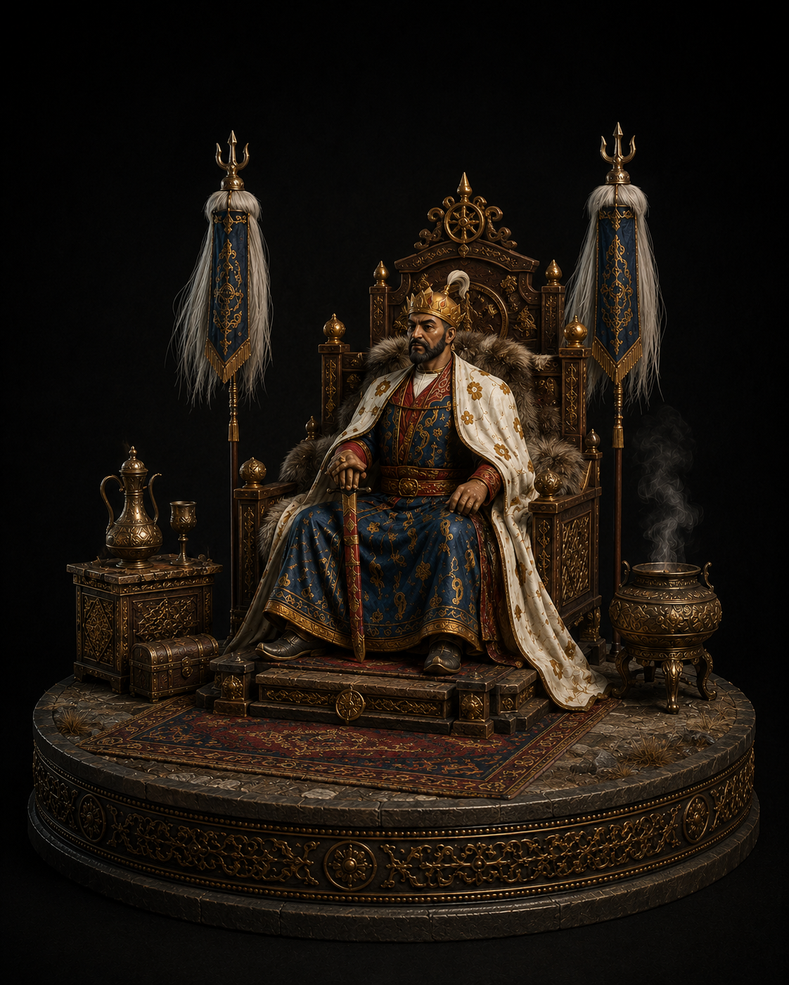 Tamerlane 3D Statue | Timur the Great Collectible | Turco-Mongol Empire Ruler Figure | Legendary Conqueror Sculpture | Historical Warrior King Decor