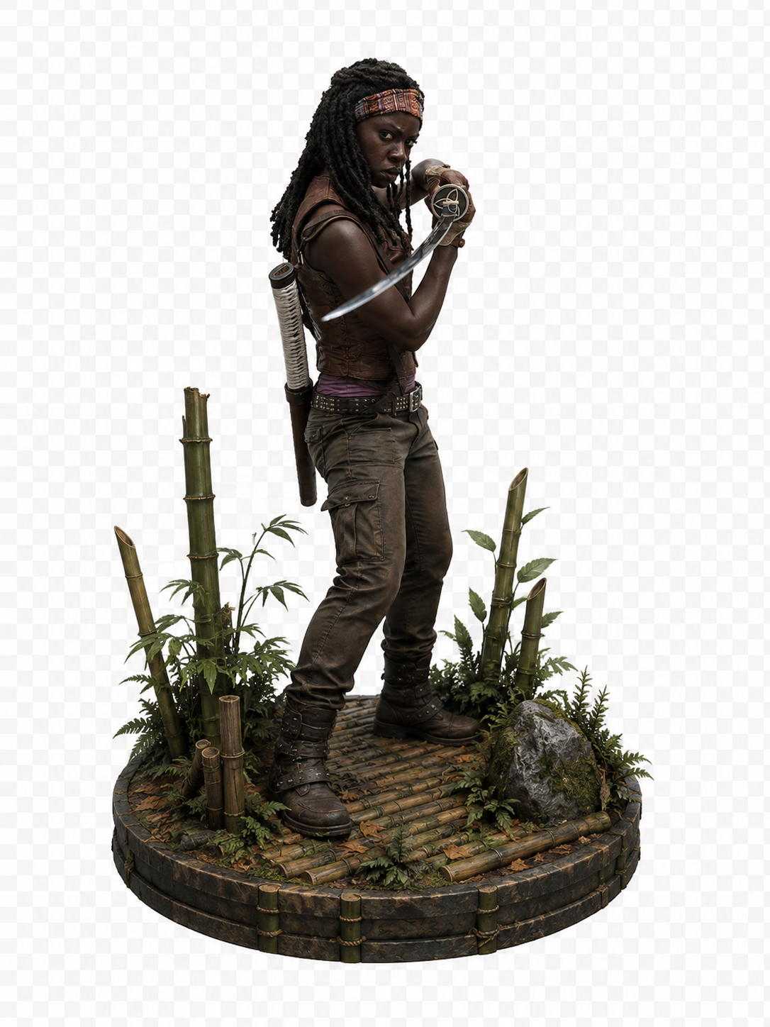 Michonne 3D Statue | Hand-Painted Zombie Apocalypse Collector Figure | Katana Survivor Display | Post-Apocalyptic Decor