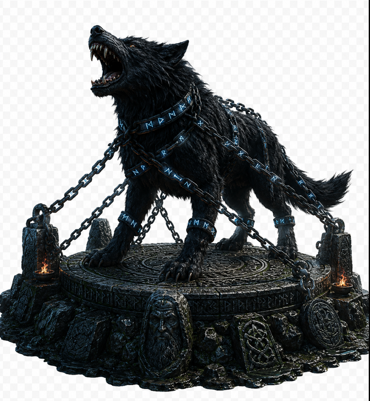Fenrir 3D Hand-Painted Figurine | Norse Mythology Wolf Statue | Viking Collectible | Ragnarok Display | Handmade Fantasy Decor