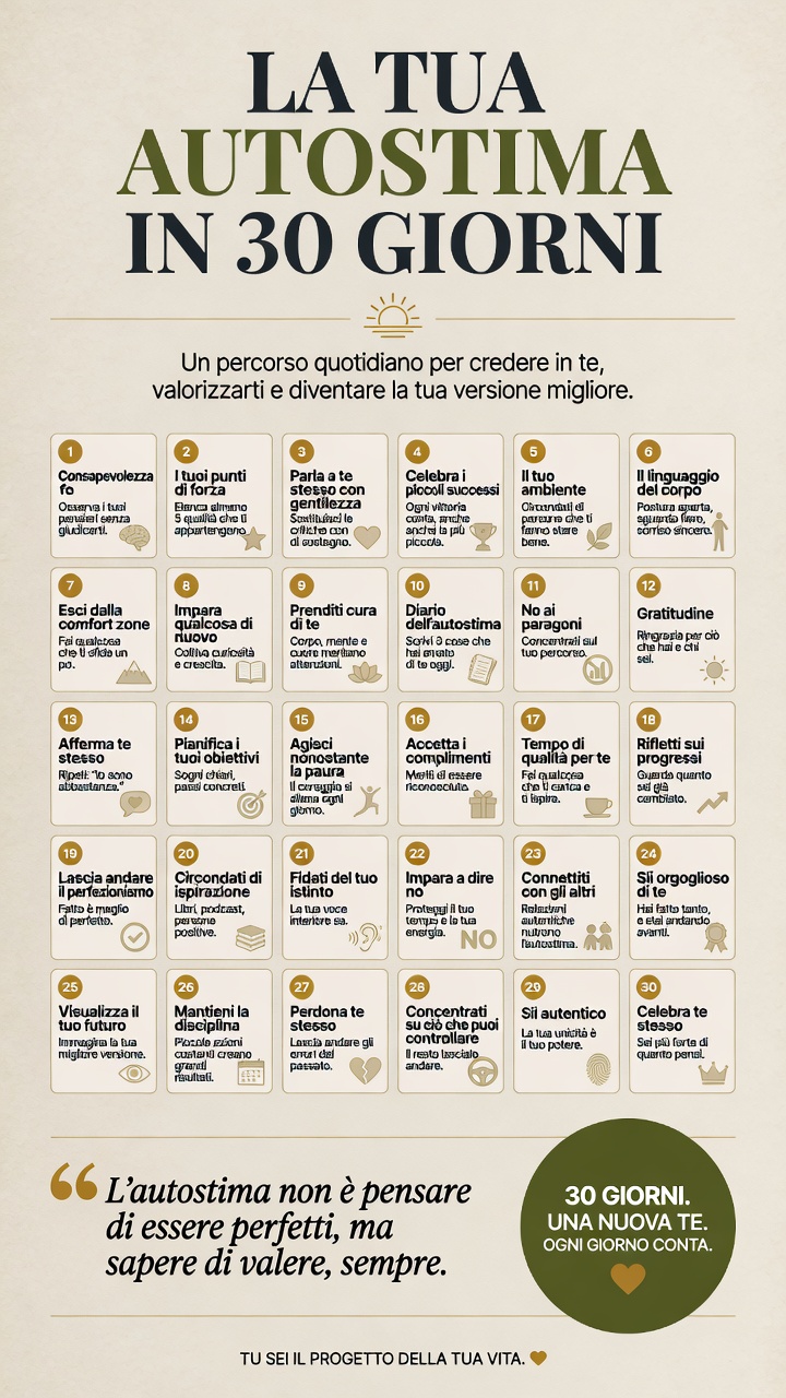 LA TUA AUTOSTIMA IN 30 GIORNI