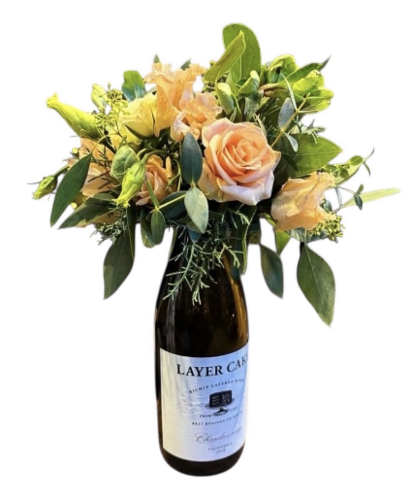 Flores en botella de vino