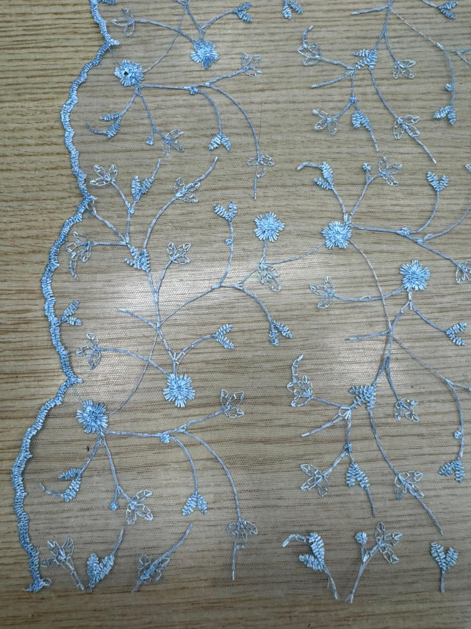 Renda Bordada Azul Floral