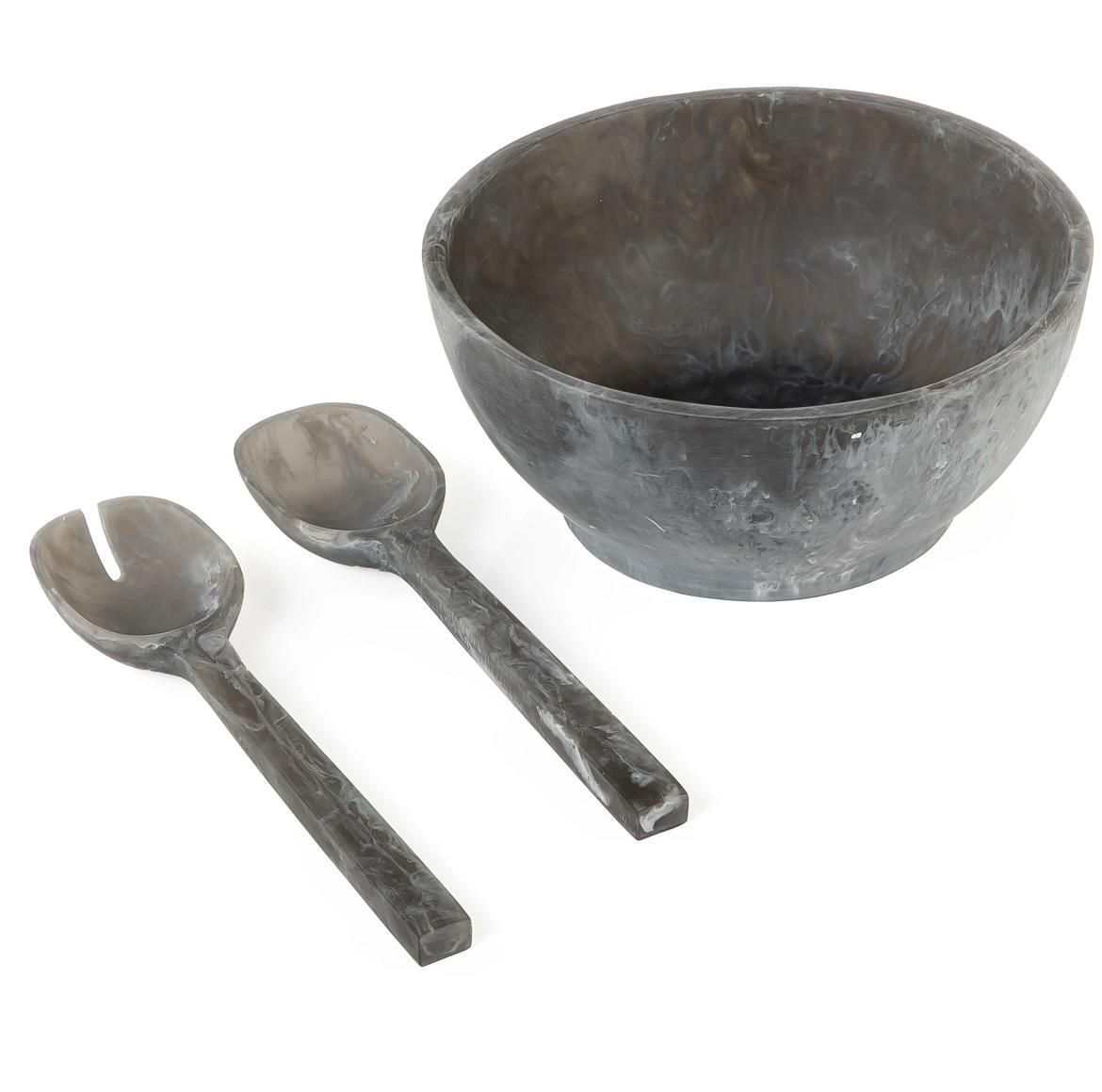 Marble-Effect Salad Bowl Set