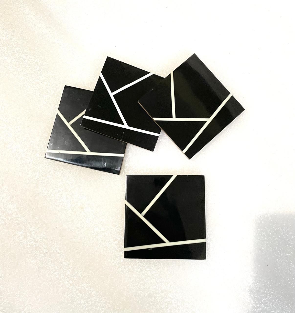 Modern Black Geometric Coasters