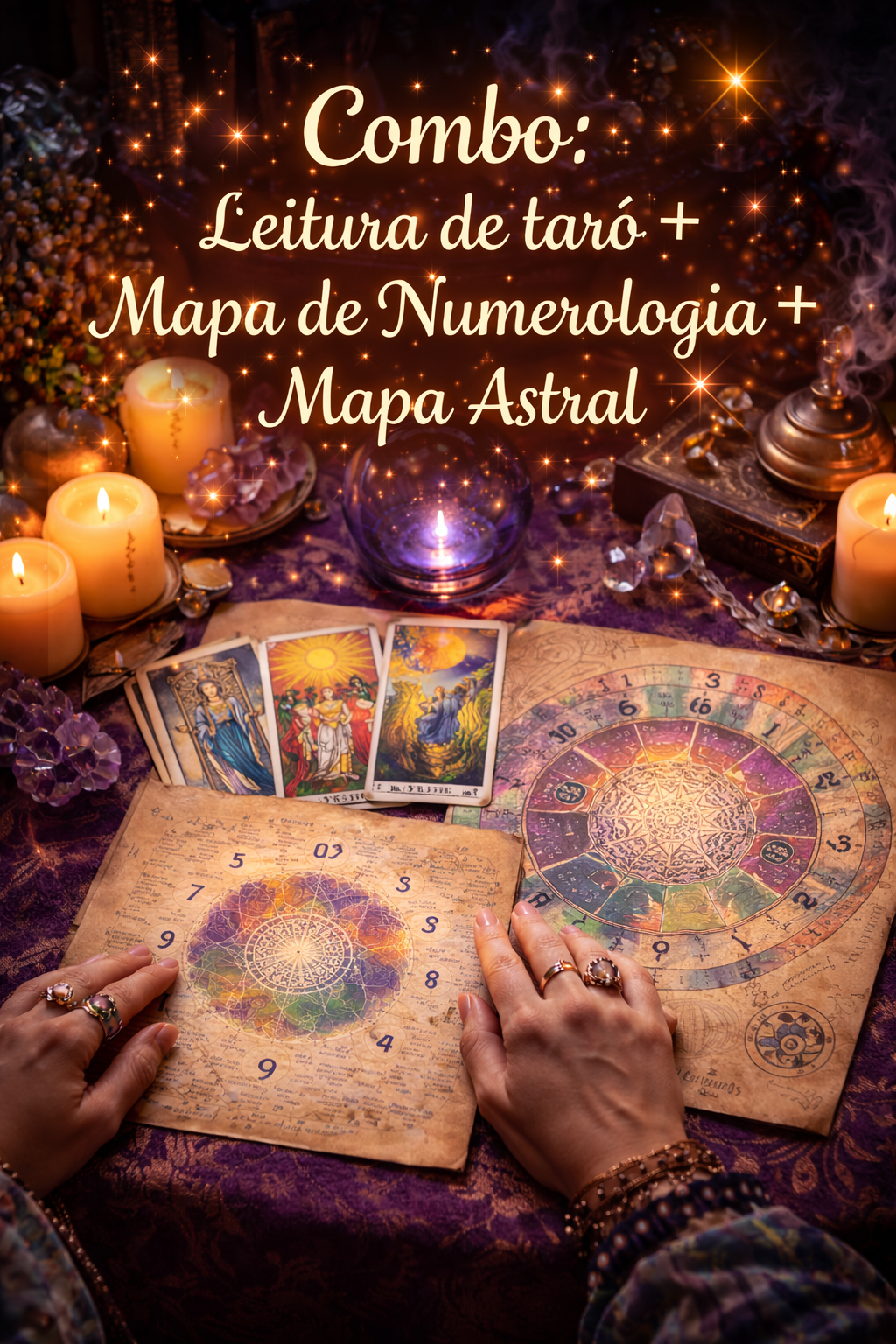 Combo: Leitura de Tarô, Numerologia e Mapa Astral