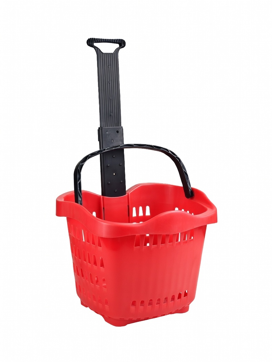 Canasto con Ruedas 55 Litros con Manillar Telescópico – Alta Resistencia para Supermercados