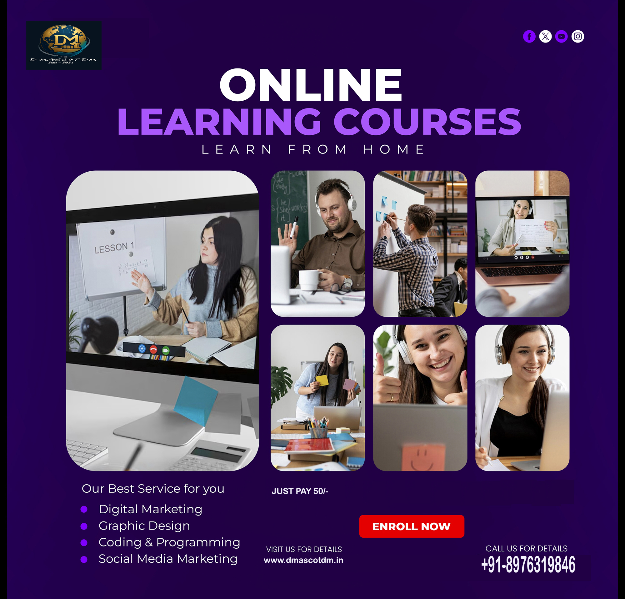 Online Learning Courses ( BOOKING-50/- Is regfundable)