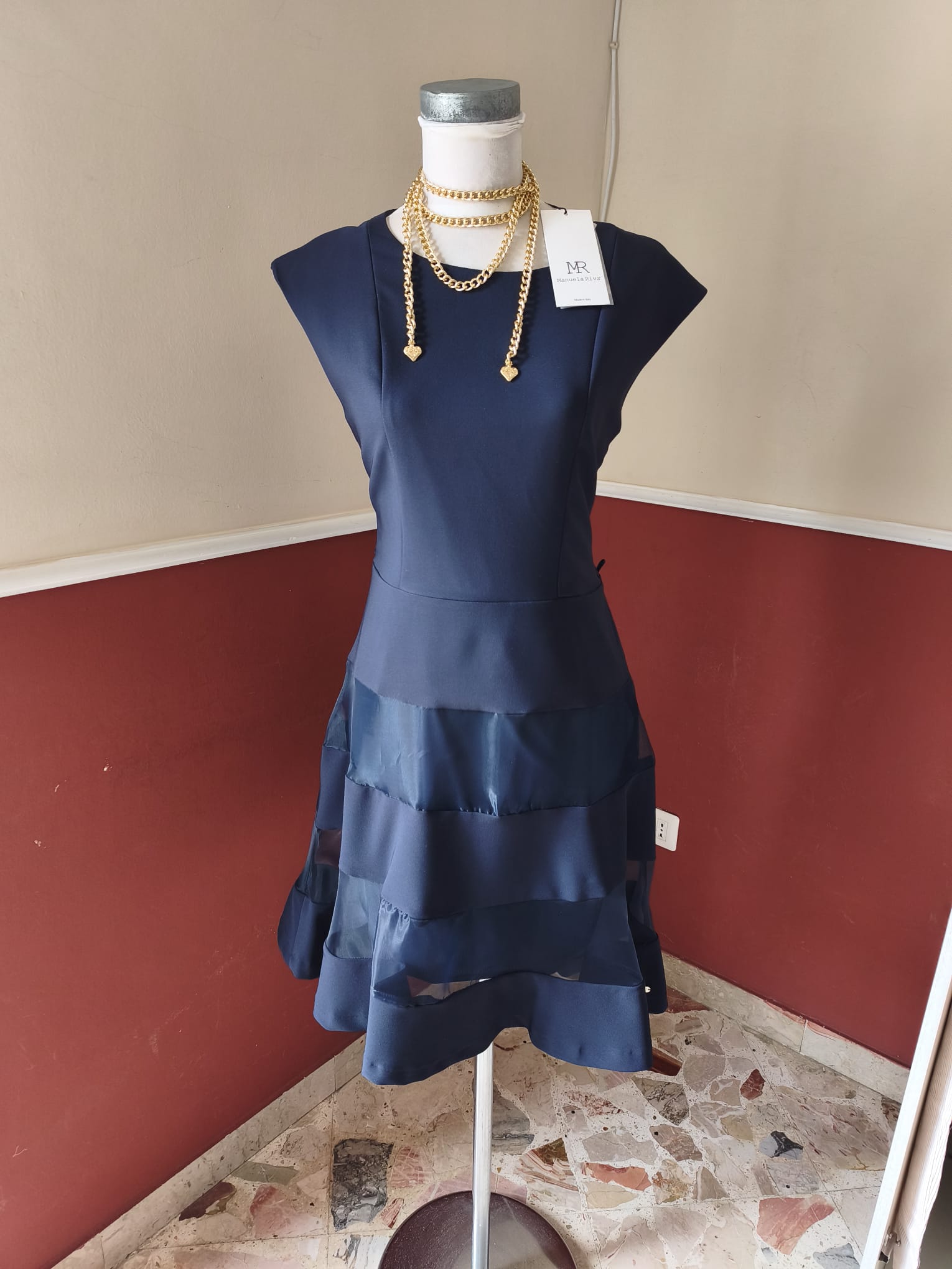 Abito midi con organza Manuela Riva