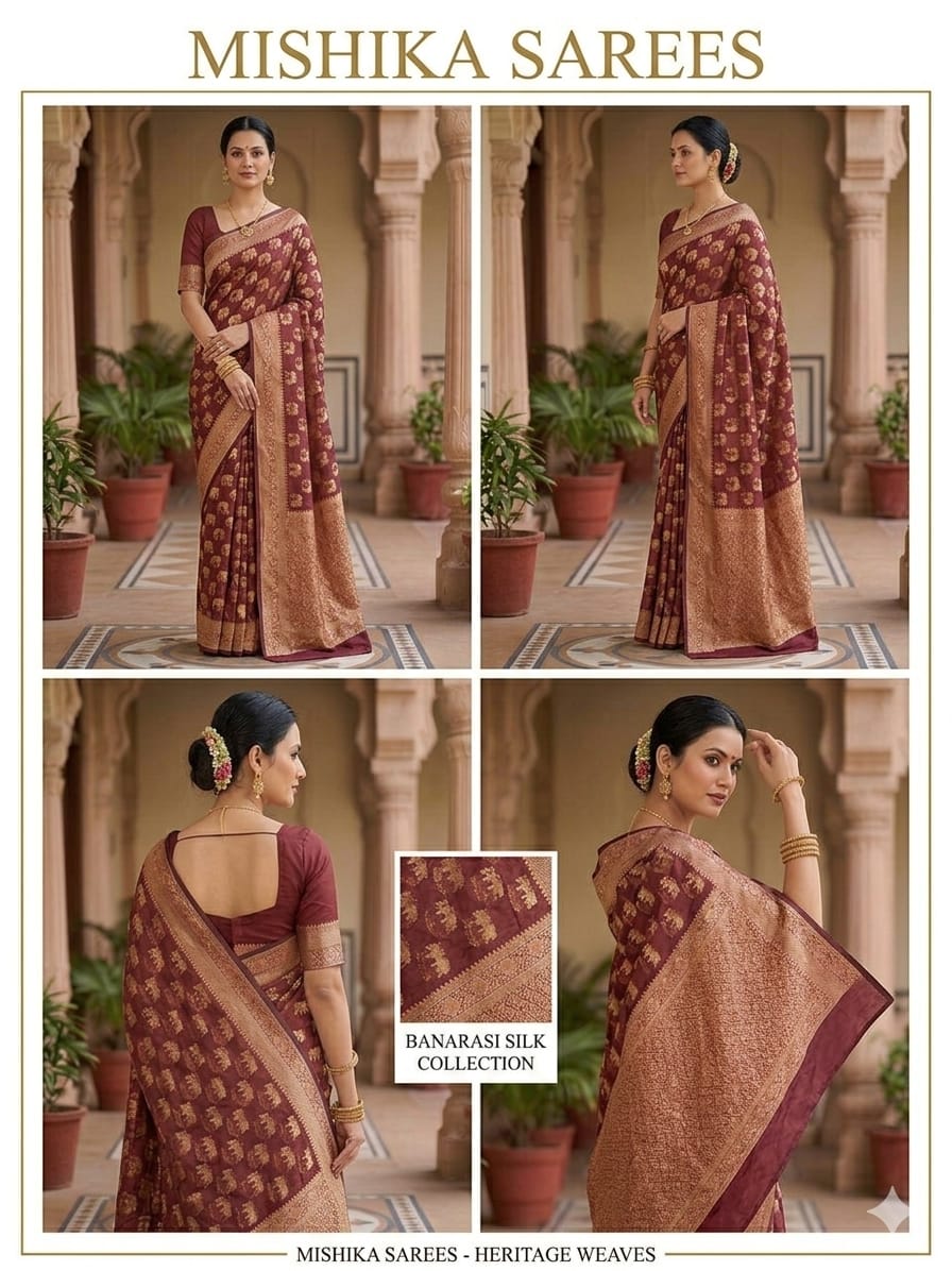 Maroon Cotton Silk Saree with Zari Work | Elegant Office & Festive Wear