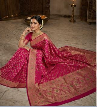 Rani Pink Katan Silk Saree with Full Body Meenakari Work