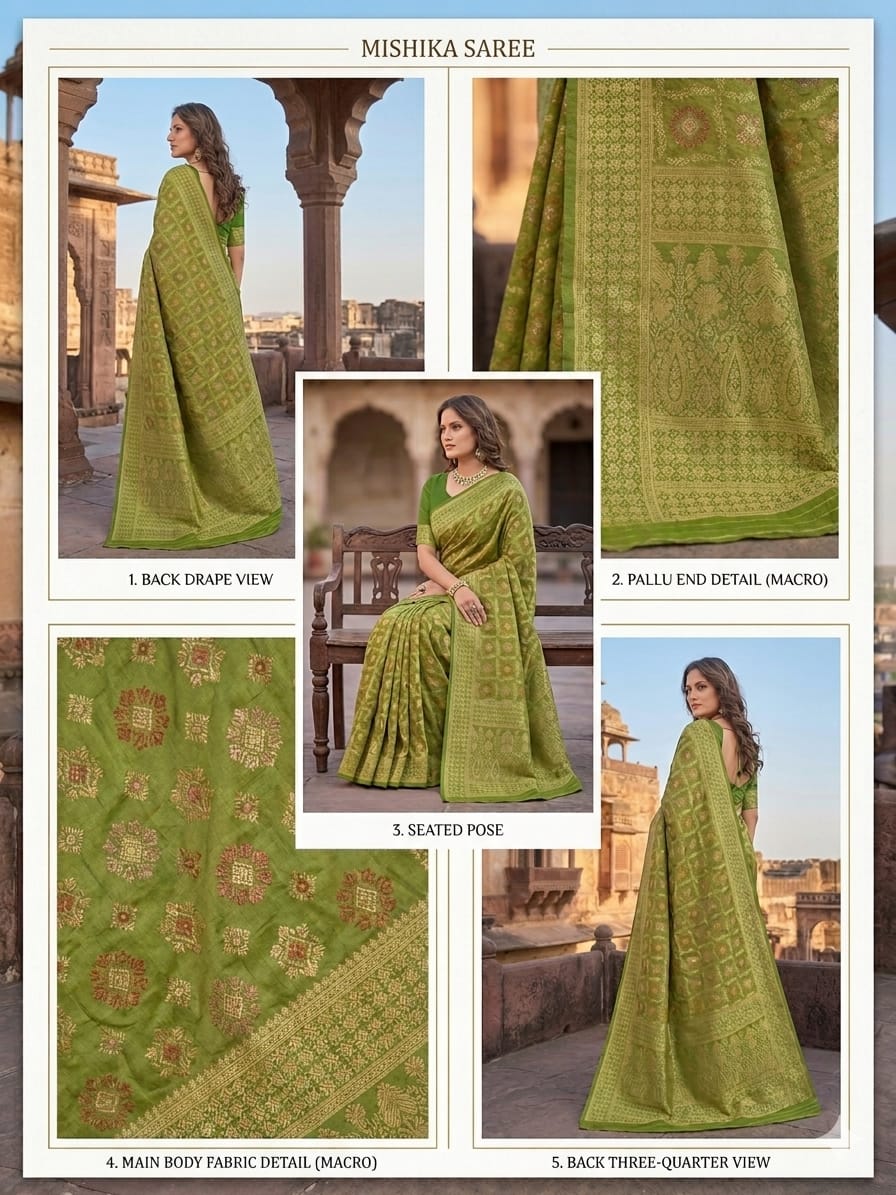 Green Bandhej Saree for Women – Traditional Tie-Dye Ethnic Wear with Elegant Border