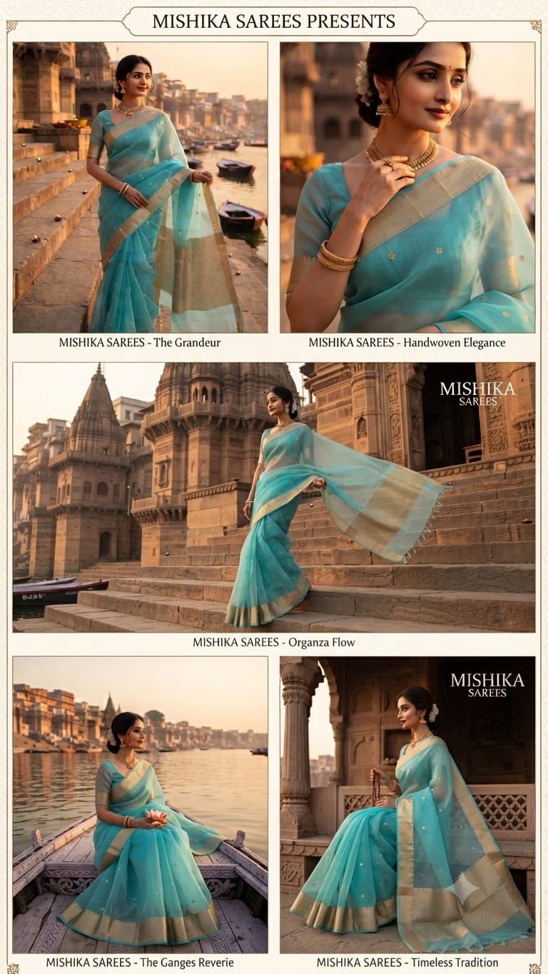 Banarasi Handloom Kora Silk Saree in Turquoise Blue