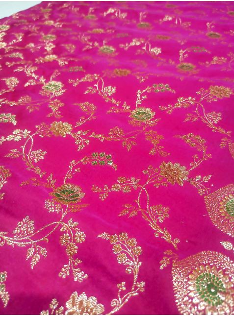 Rani Pink Katan Silk Saree with Full Body Meenakari Work