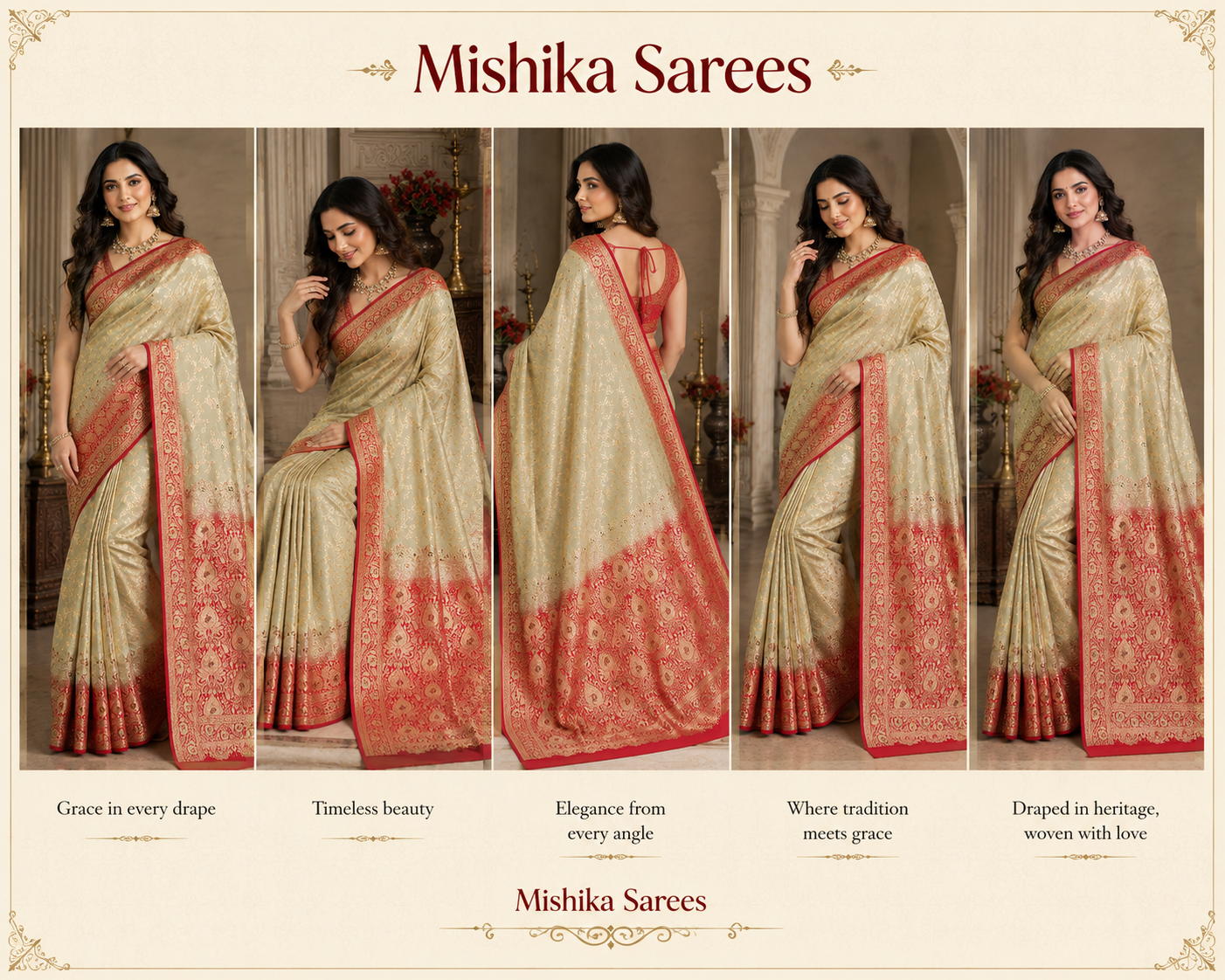 Katan Silk Meenakari Banarasi Saree with Contrast Border & Gold Zari Weaving