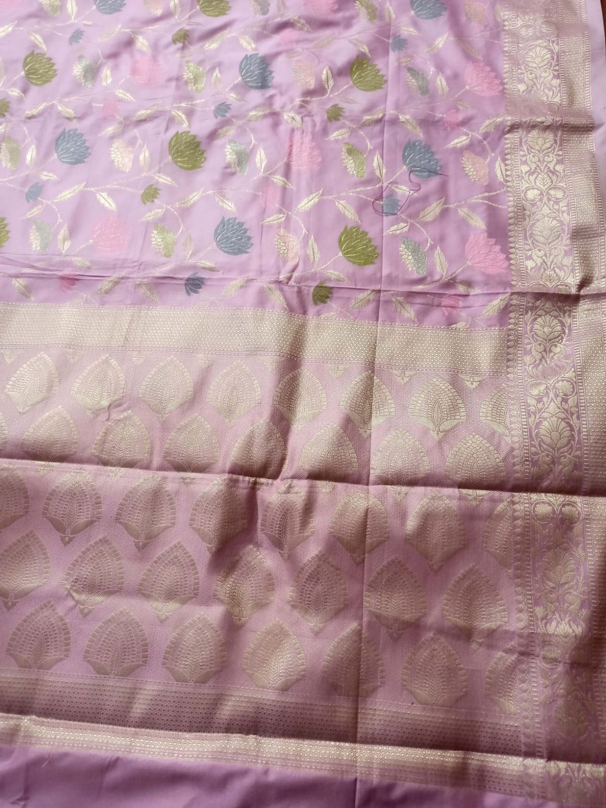 Lavender Silk Saree with Zari Border | Lightweight Office, Party & Daily Wear Saree