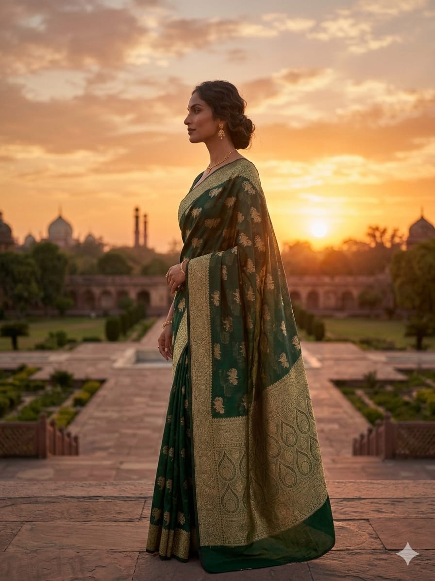 Elegant Green Organza Designer Saree for Women – Premium Party, Wedding & Office Wear