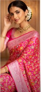 Premium Mashru Silk Saree with Full Body 5-Color Meenakari Weaving