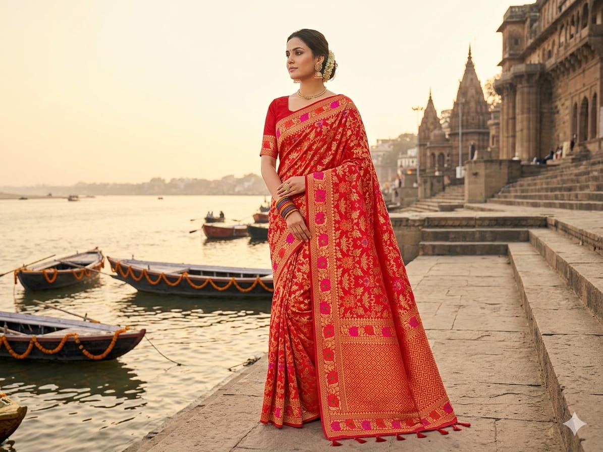 Red Dola Silk Saree | Premium Wedding & Festive Wear Saree for Women | Elegant Traditional Saree | Mishika Sarees