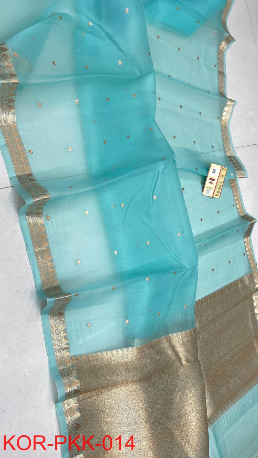 Banarasi Handloom Kora Silk Saree in Turquoise Blue
