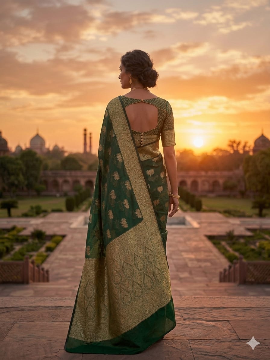 Elegant Green Organza Designer Saree for Women – Premium Party, Wedding & Office Wear