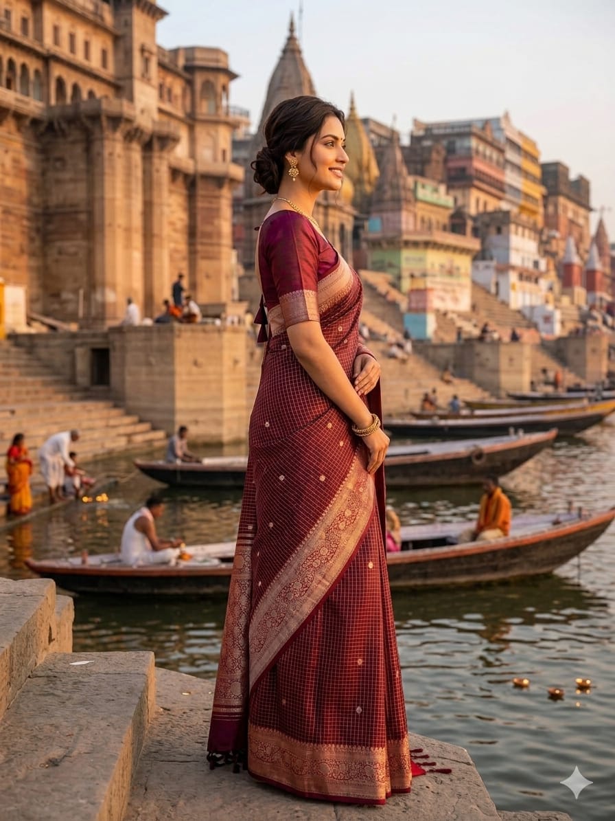 Banarasi Silk Saree Inspired by Kanjivaram Design | Lightweight Festive Wear Saree