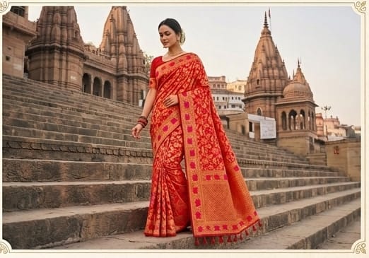 Red Dola Silk Saree | Premium Wedding & Festive Wear Saree for Women | Elegant Traditional Saree | Mishika Sarees
