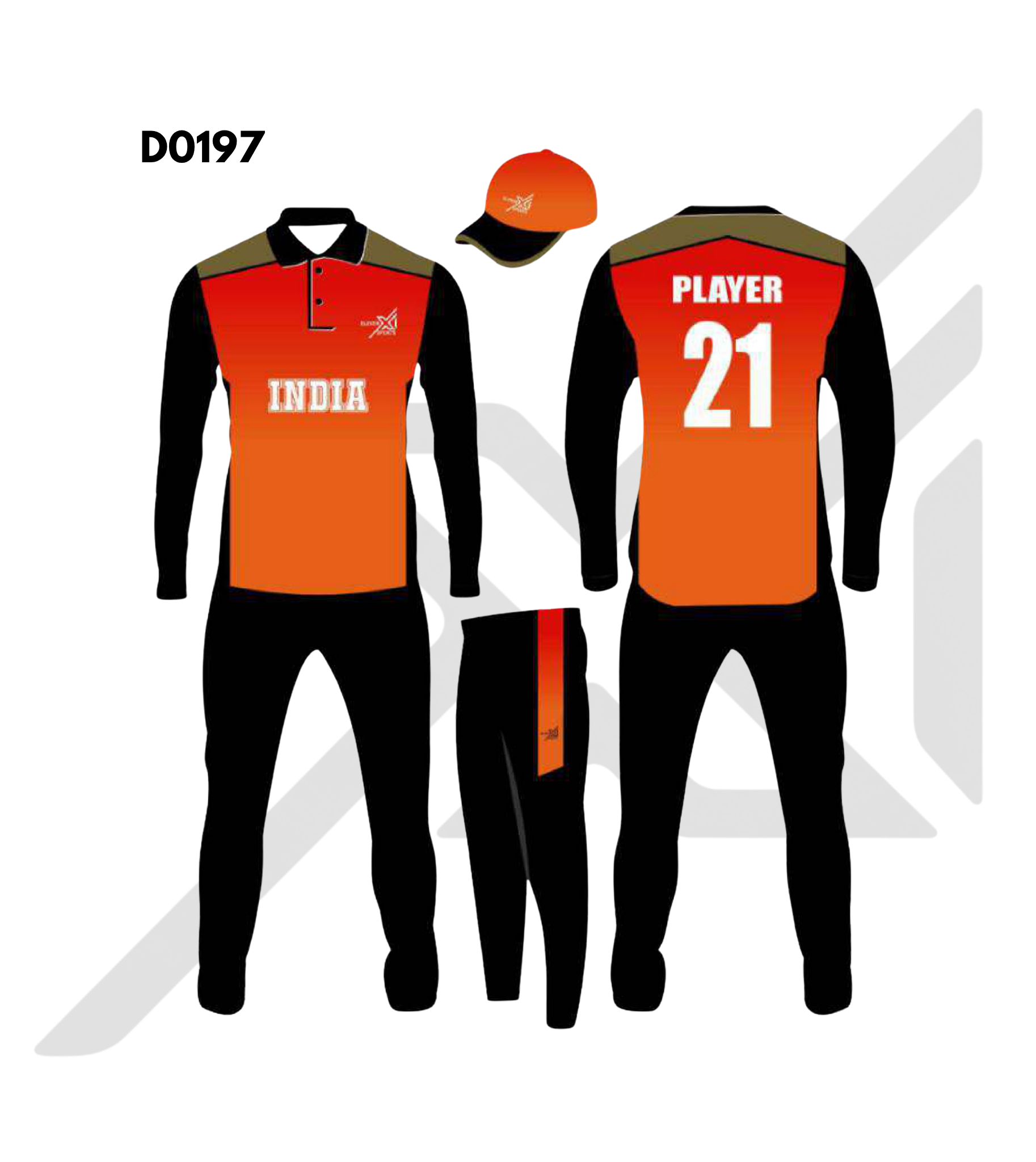 Black Orange Gradient Abstract Cricket Kit – Design 0197 (Es-D0197)