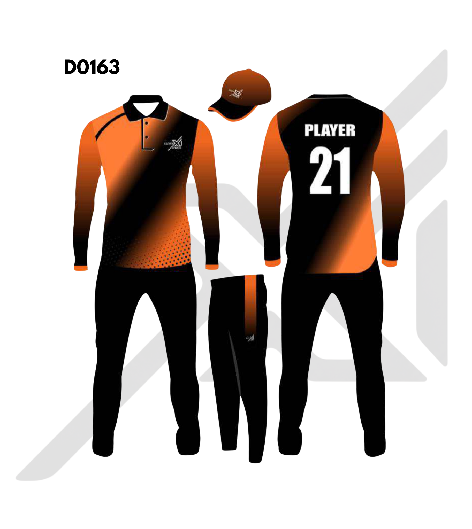 Black Orange Ornamental Cricket Kit – Design 0163 (Es-D0163)