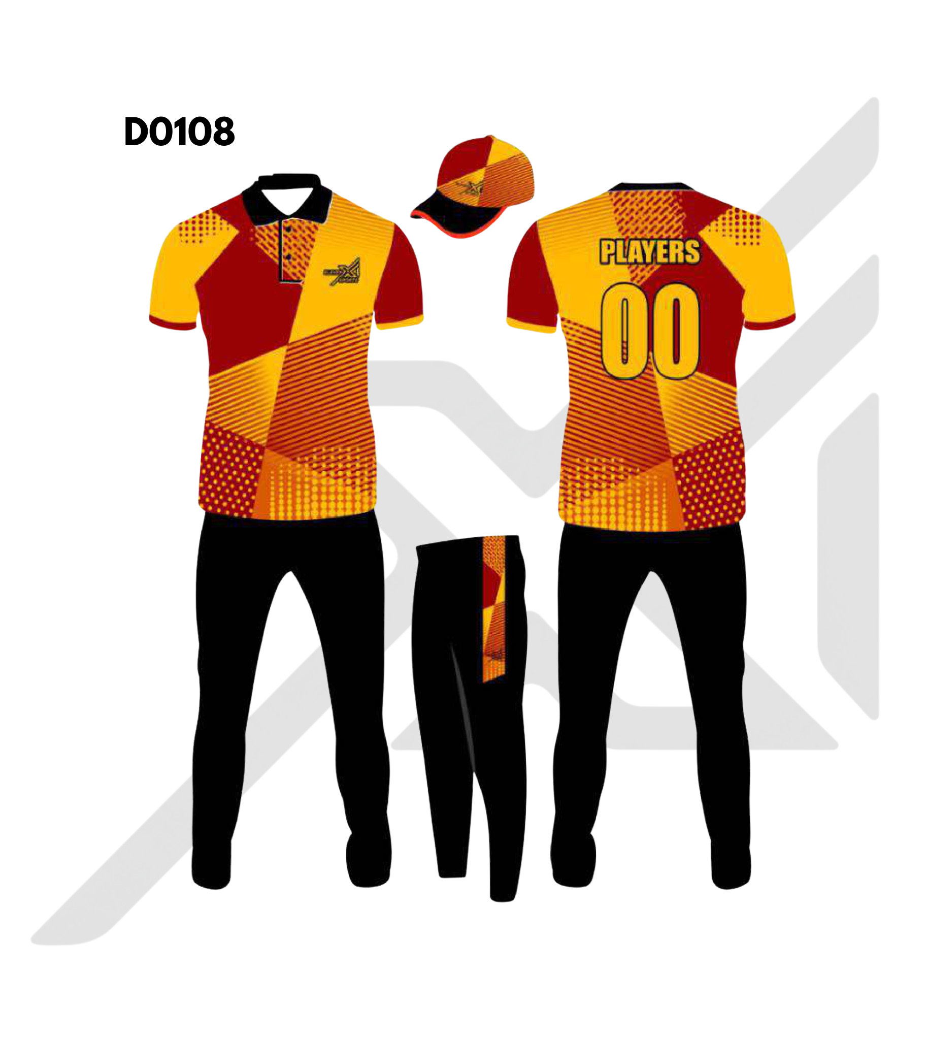 Yellow Red Geometric Blocks Cricket Kit – Design 0108 (Es-D0108)