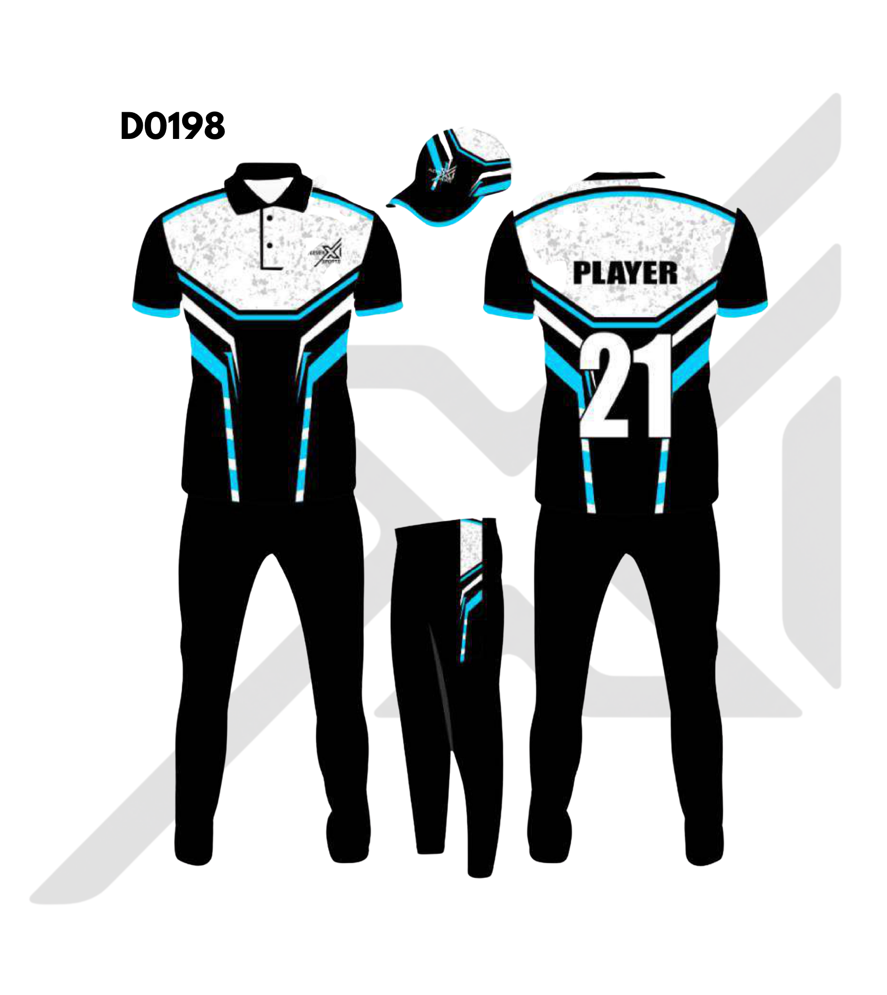 Black White Monochrome Geometric Cricket Kit – Design 0198 (Es-D0198)