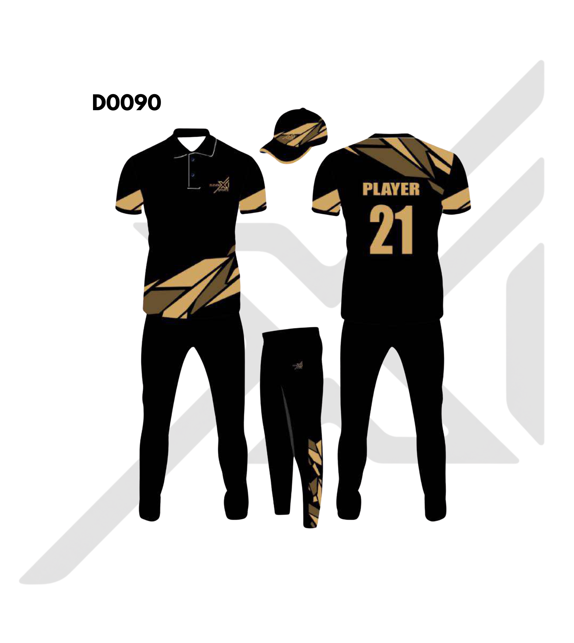 Black Gold Angular Stripe Cricket Kit – Design 0090 (Es-D0090)