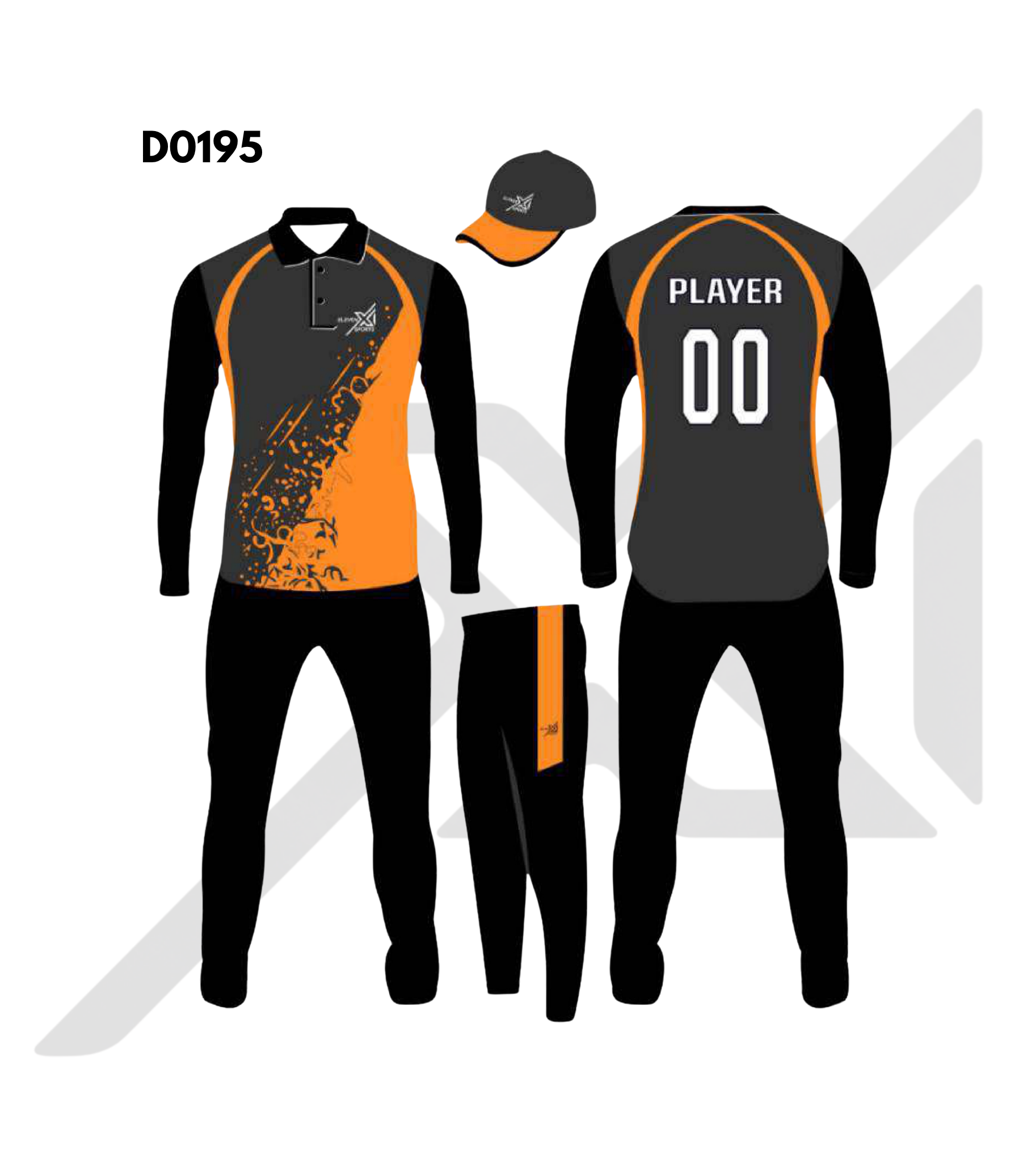 Black Grey Abstract Brush Stroke Cricket Kit – Design 0195 (Es-D0195)