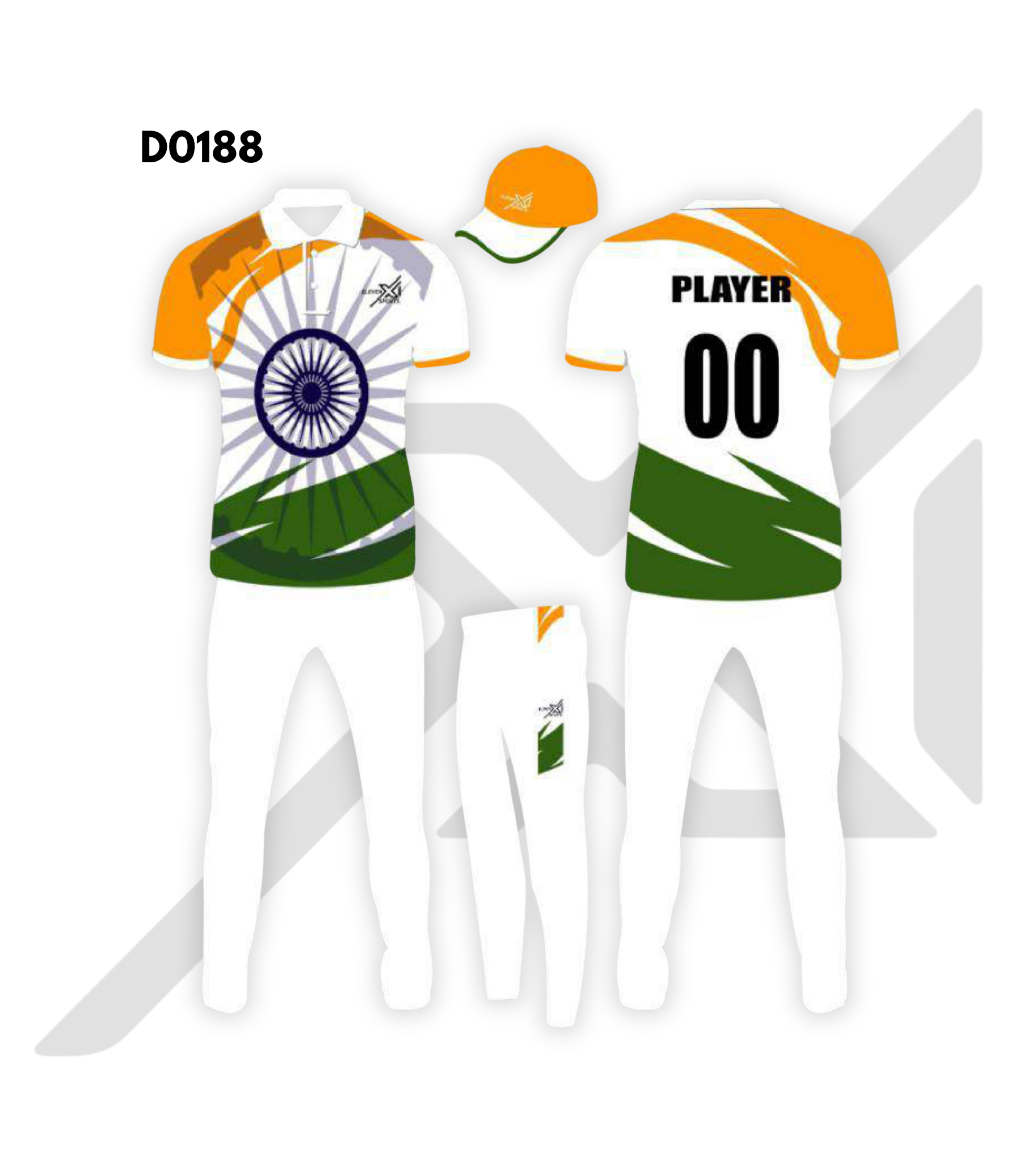 White Flag Ethnic Geometric Cricket Kit – Design 0188 (Es-D0188)