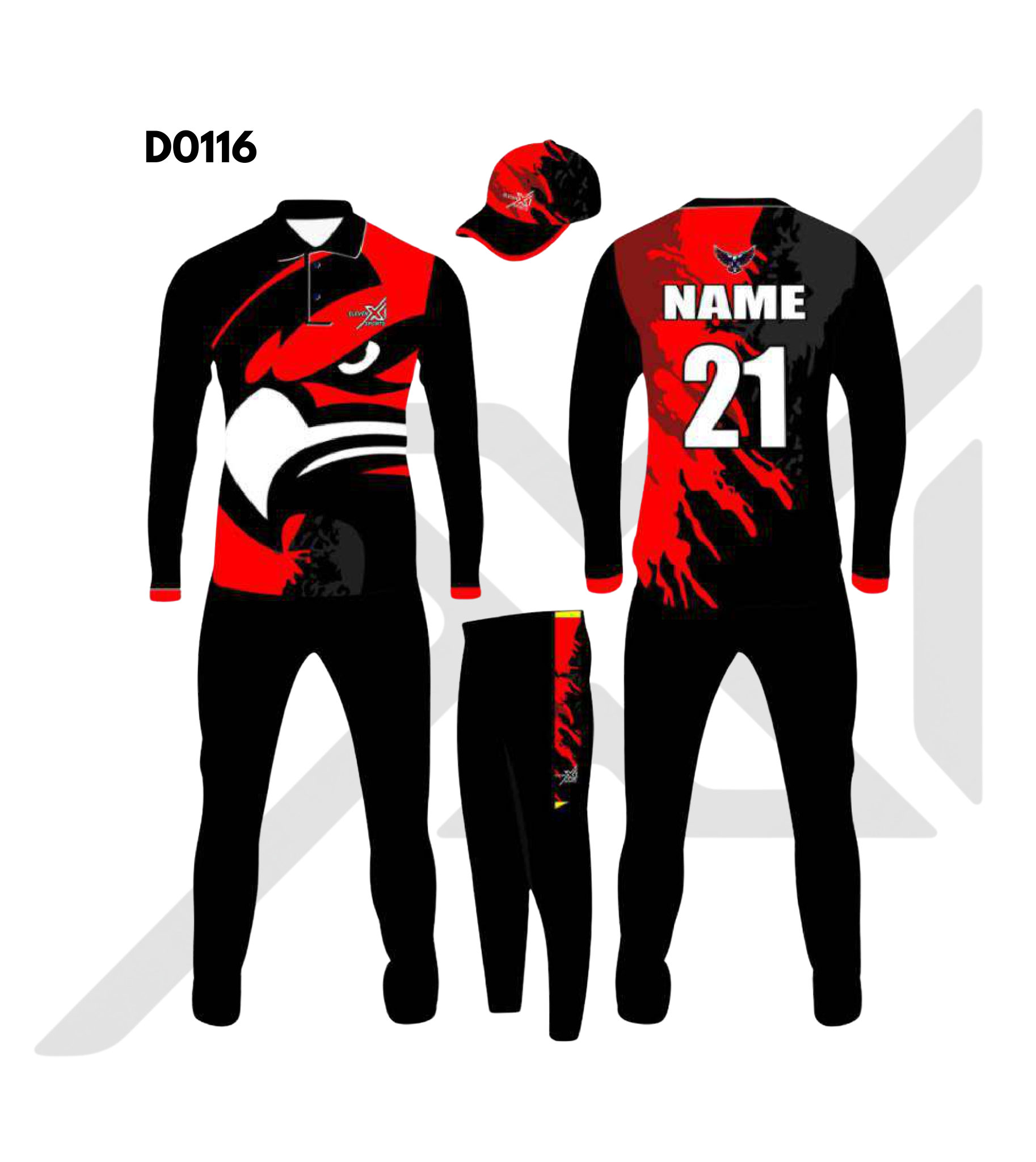 Black Red Eagle Graphic Cricket Kit – Design 0116 (Es-D0116)