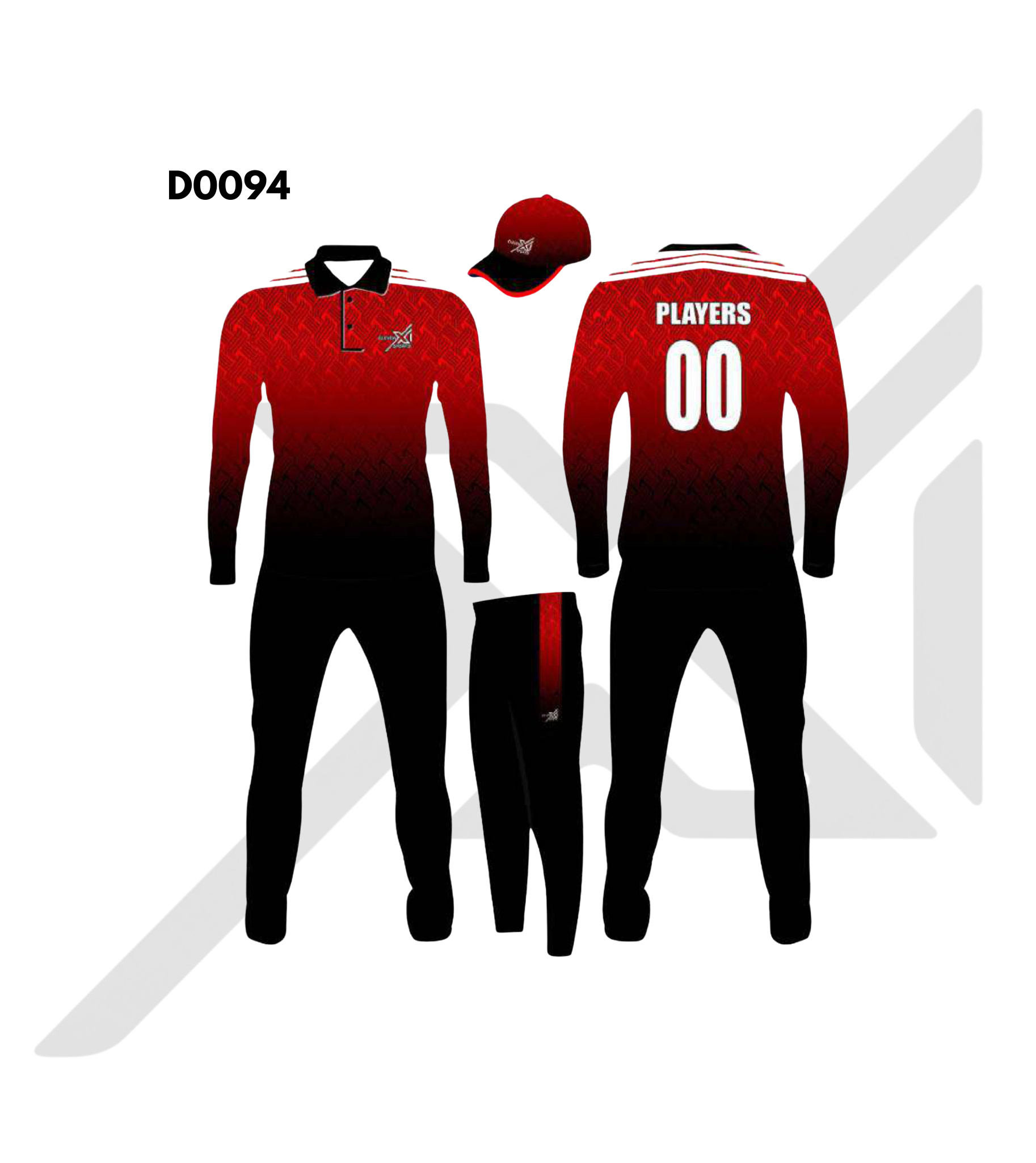 Red Black Gradient Texture Cricket Kit – Design 0094 (Es-D0094)