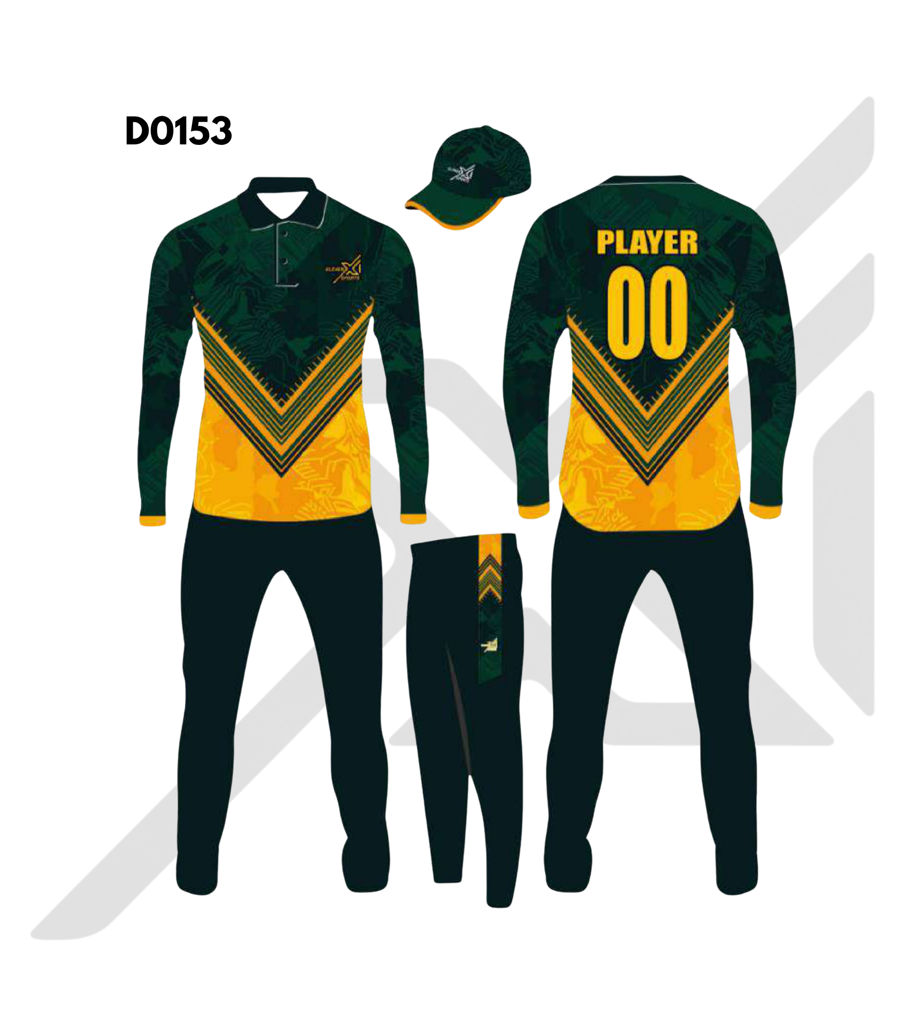 Navy Blue Black Flame Abstract Cricket Kit – Design 0153 (Es-D0153)