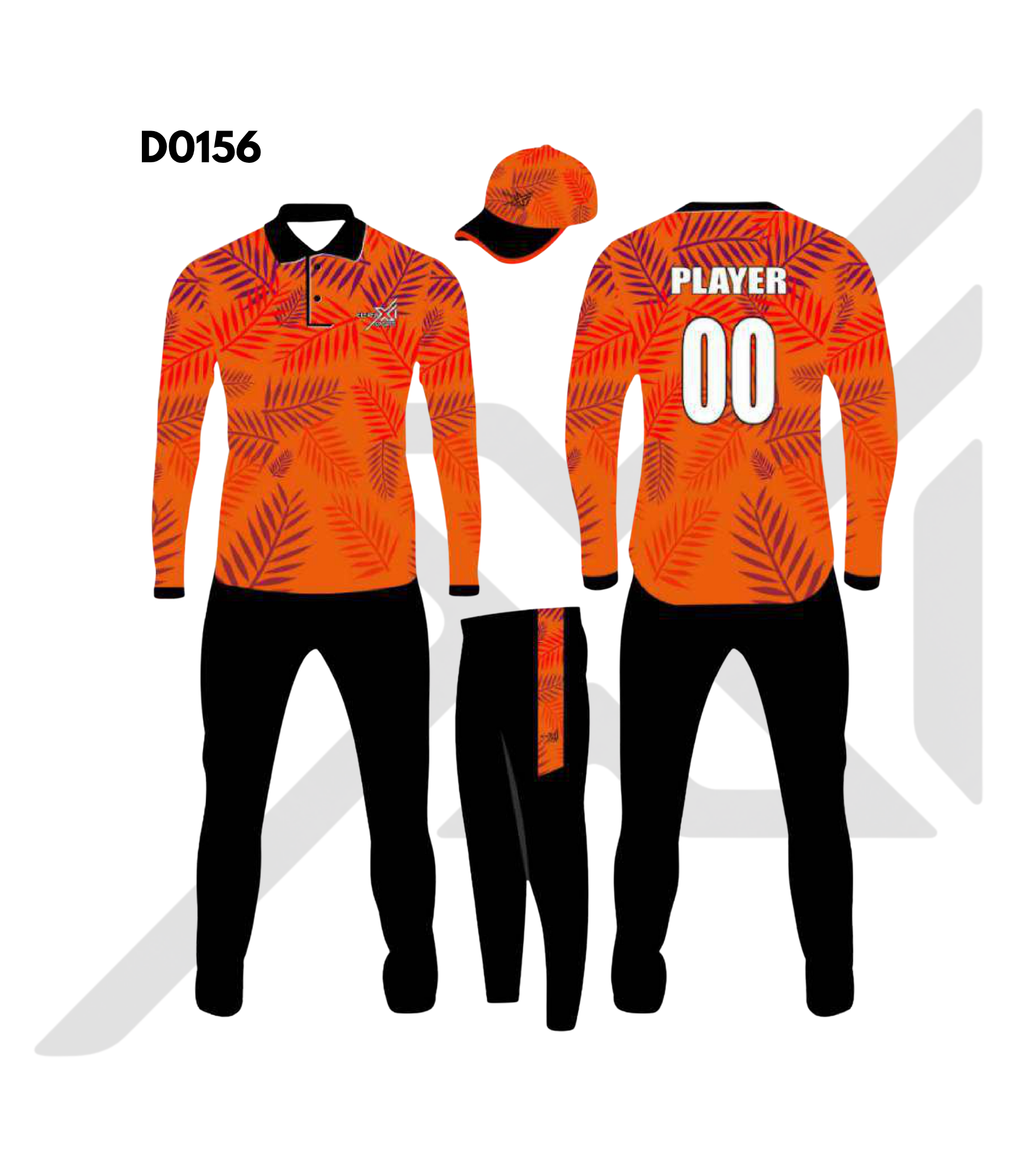 Orange Black Flame Abstract Cricket Kit – Design 0156 (Es-D0156)