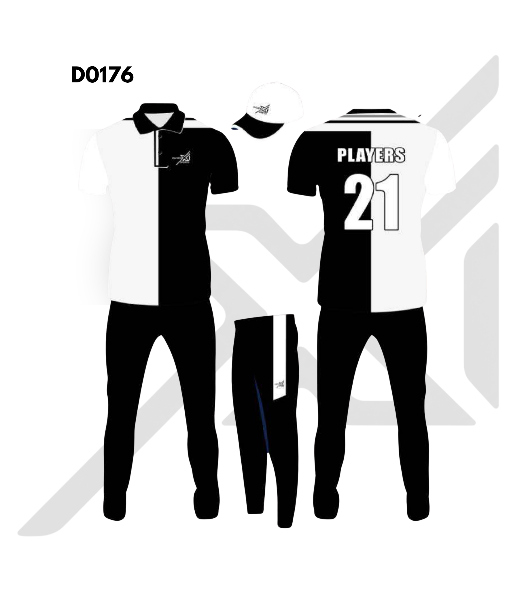 Black White Monochrome Geometric Cricket Kit – Design 0176 (Es-D0176)