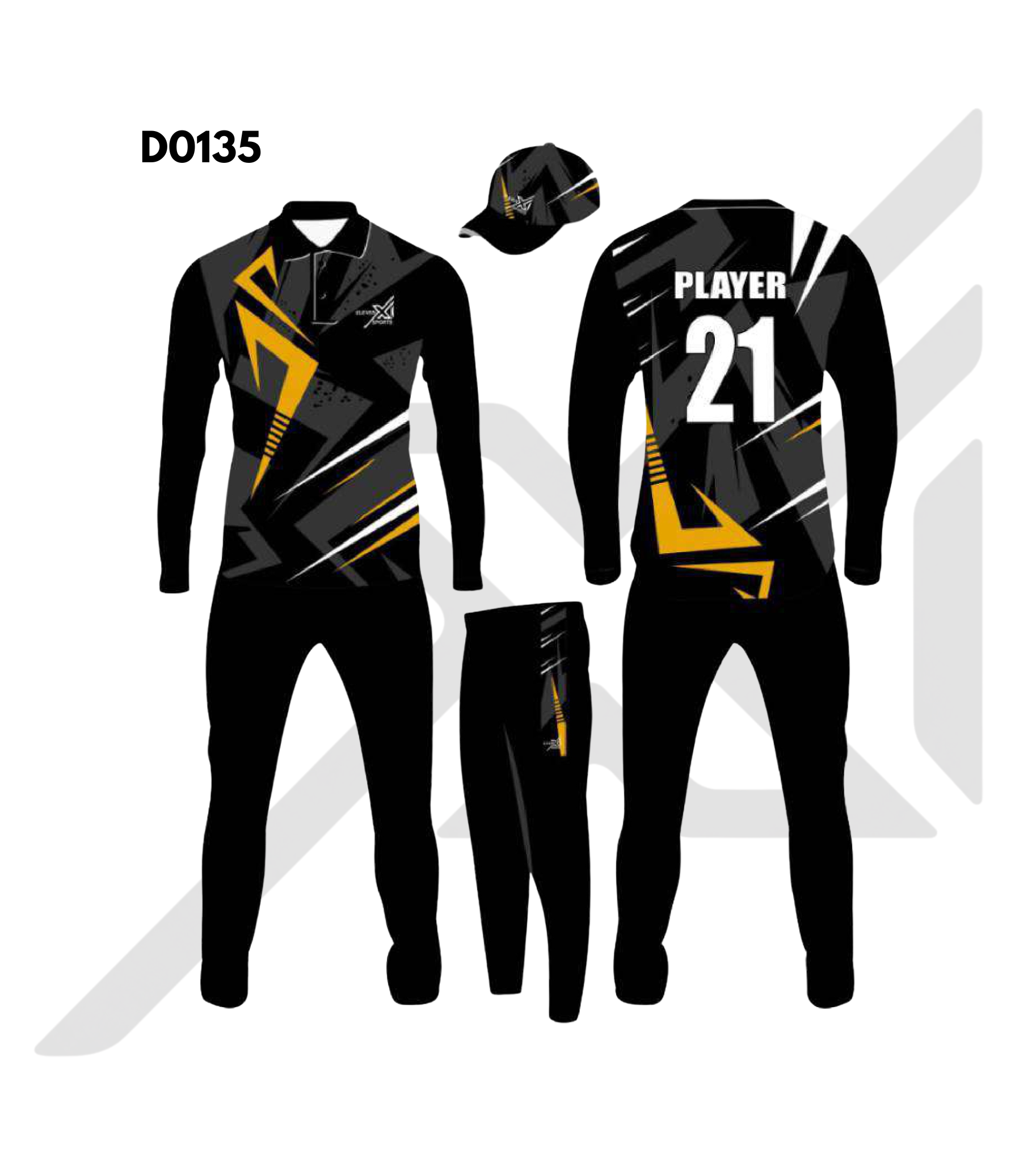 Black Gold Angular Abstract Cricket Kit – Design 0135 (Es-D0135)