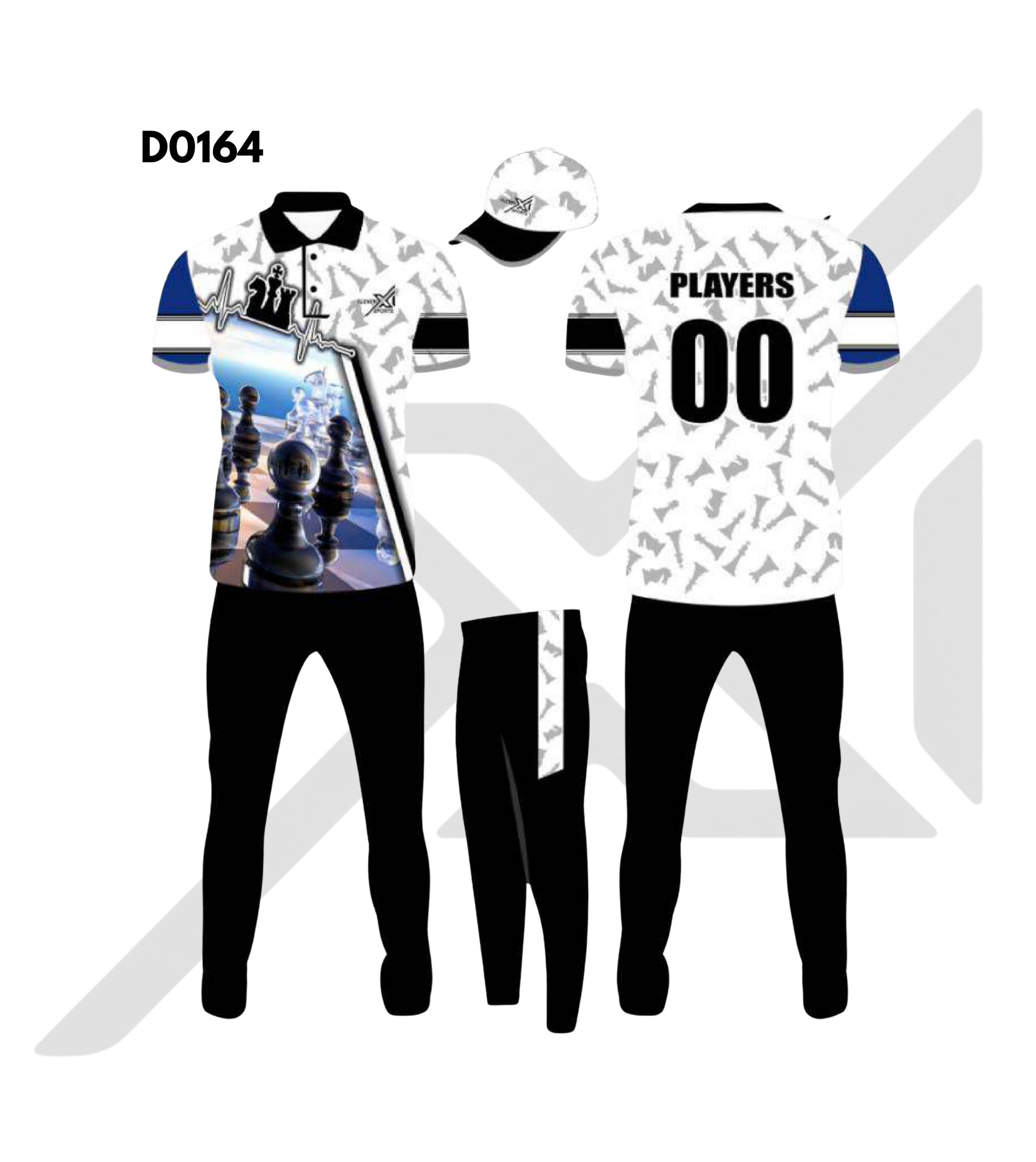 Black White Multicolor Abstract Cricket Kit – Design 0164 (Es-D0164)