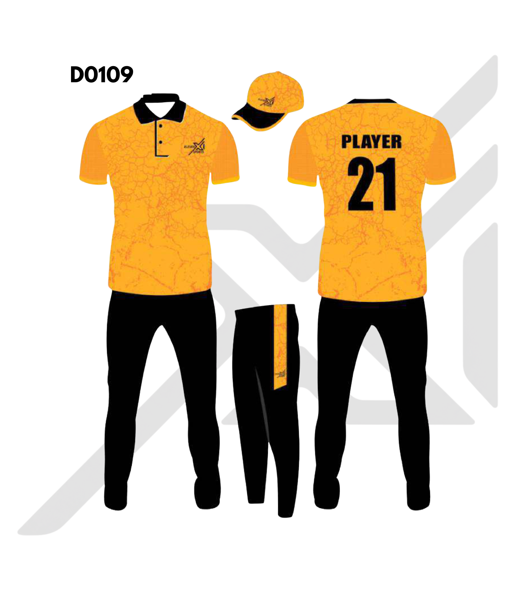 Yellow Black Crackle Texture Cricket Kit – Design 0109 (Es-D0109)