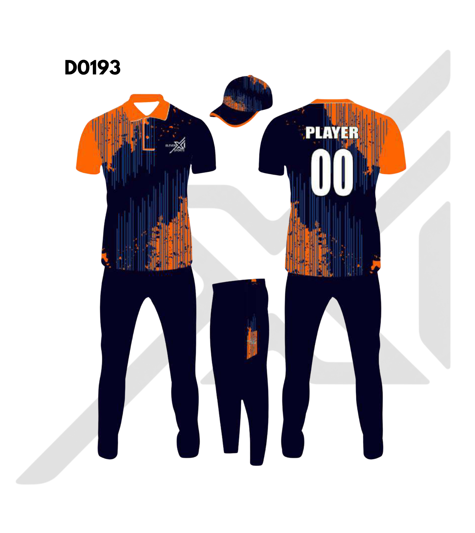 Navy Blue Orange Abstract Brush Stroke Cricket Kit – Design 0193 (Es-D0193)