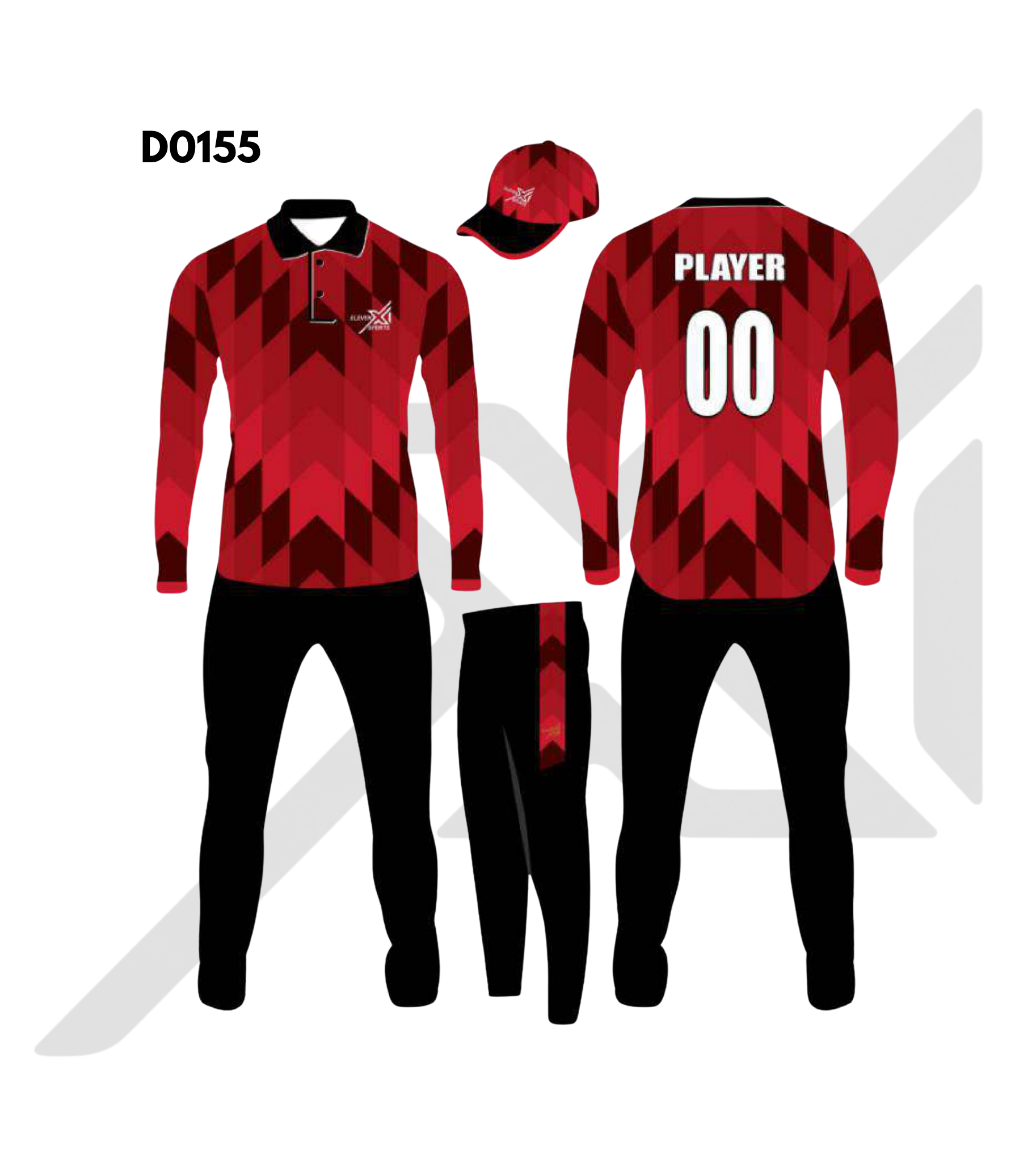 Red Black Flame Abstract Cricket Kit – Design 0155 (Es-D0155)