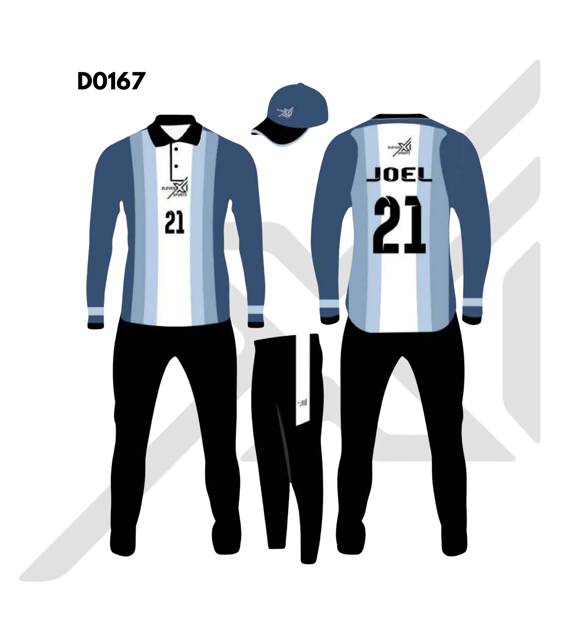 Navy Blue Black Monochrome Geometric Cricket Kit – Design 0167 (Es-D0167)