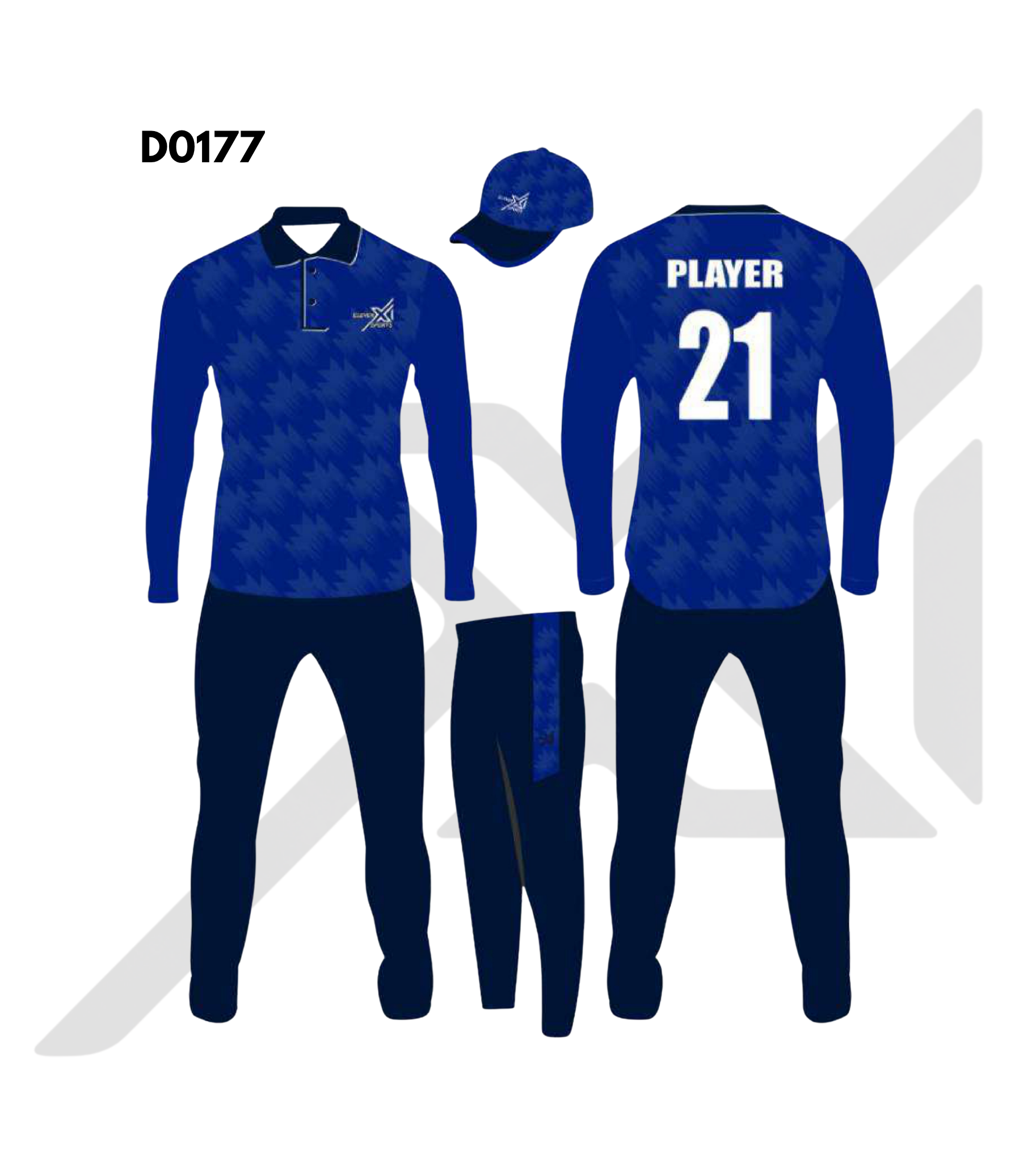 Navy Blue Black Abstract Graphic Cricket Kit – Design 0177 (Es-D0177)