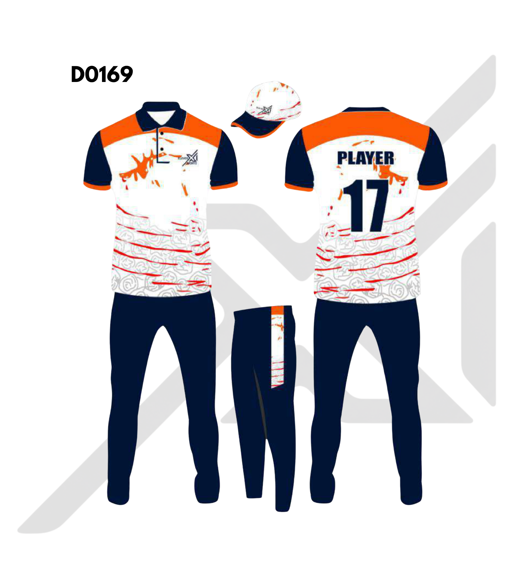 Navy Blue White Abstract Brush Stroke Cricket Kit – Design 0169 (Es-D0169)