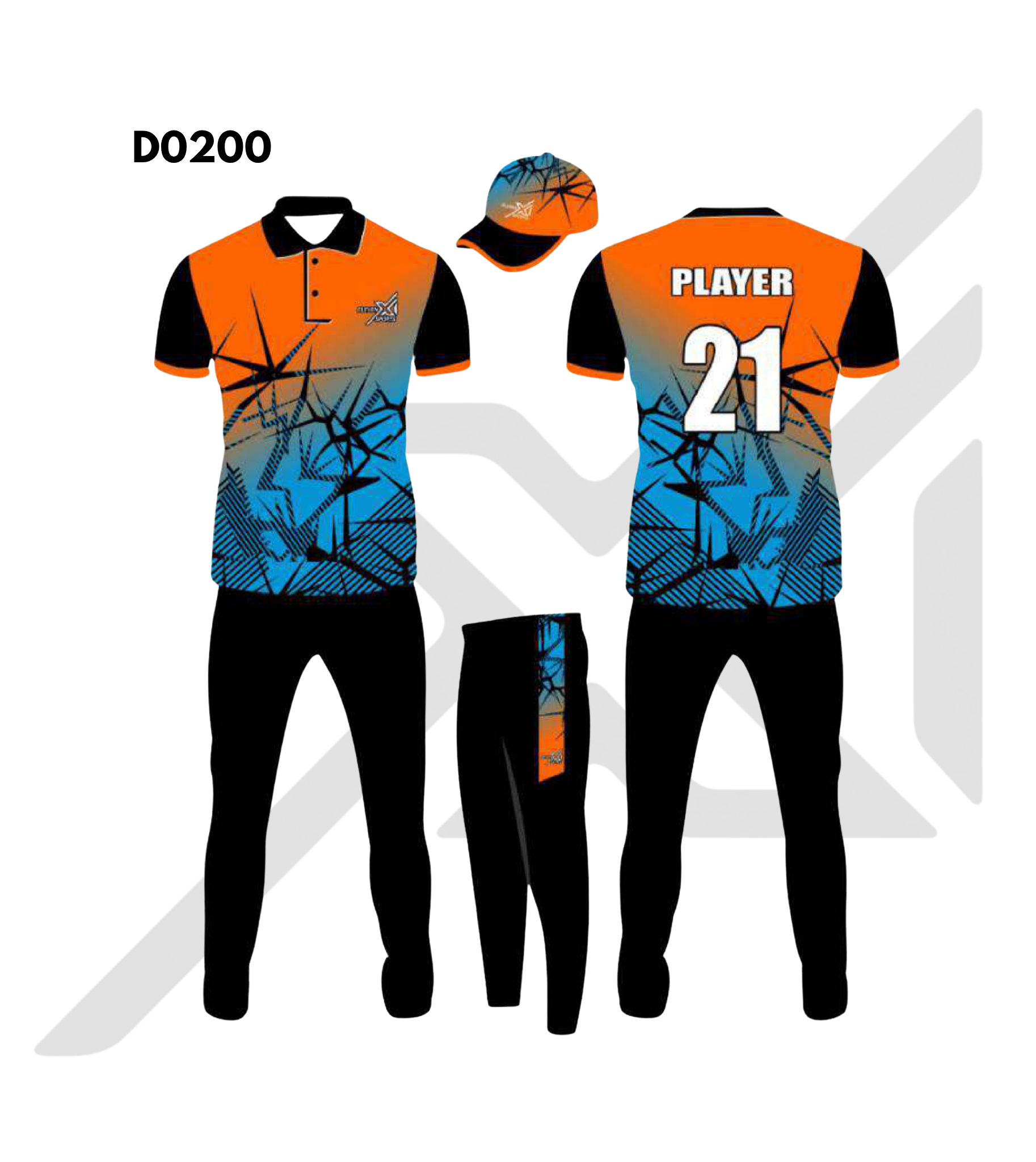 Black Sky Blue Star Abstract Cricket Kit – Design 0200 (Es-D0200)
